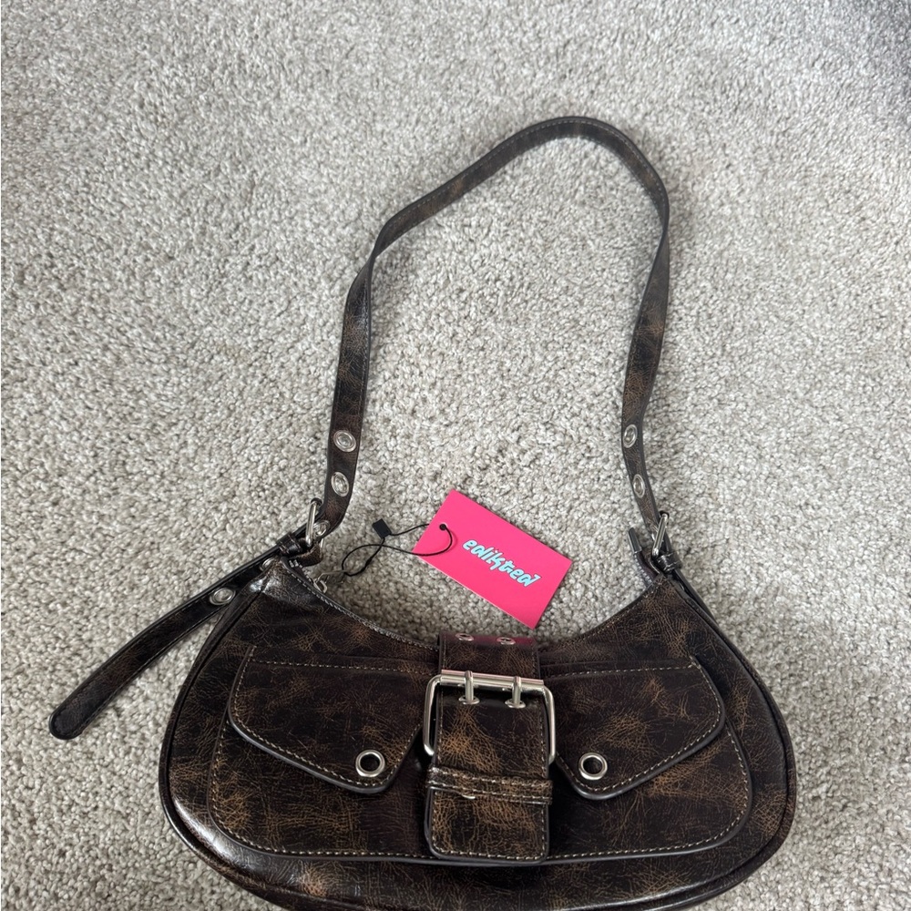 Edikted brown leather buckle bag